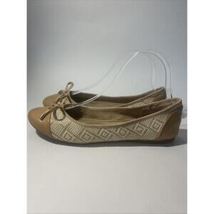 BASS LACY Raffia Tan Ballet Flats Sz 8M Classic Comfort Style Academia Made USA